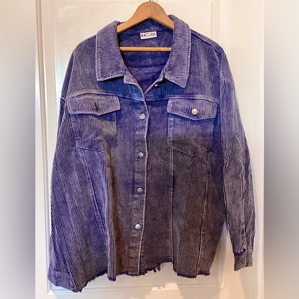 Boutique: Purple/navy Corduroy shacket purple blueberry.